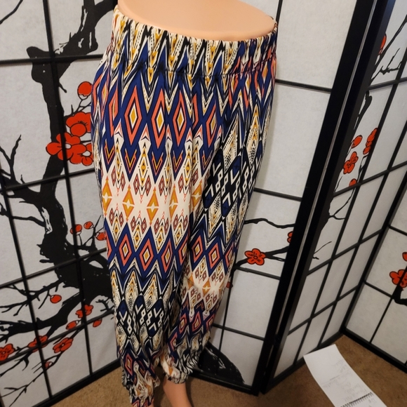 BOHEMIAN GEOMETRIC TRIBAL ART LADIES HAREEM PANTS IN BRIGHT COLORS/SIZE SMALL - Picture 3 of 12